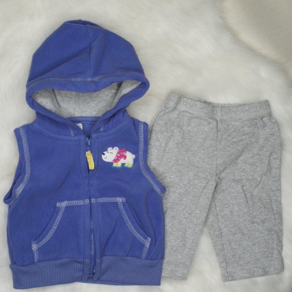3M Fleece Purple Hood Vest Gray Yoga Pants Bundle